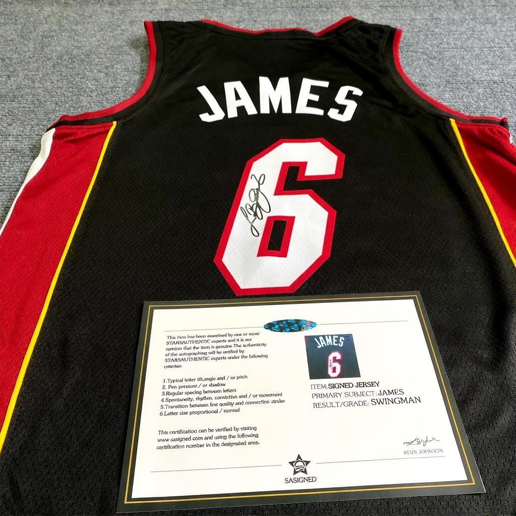 Lebron James SIGNED - Miami Heat 13/14 Away Jersey/Shirt - PRINTED AUTOGRAPH
