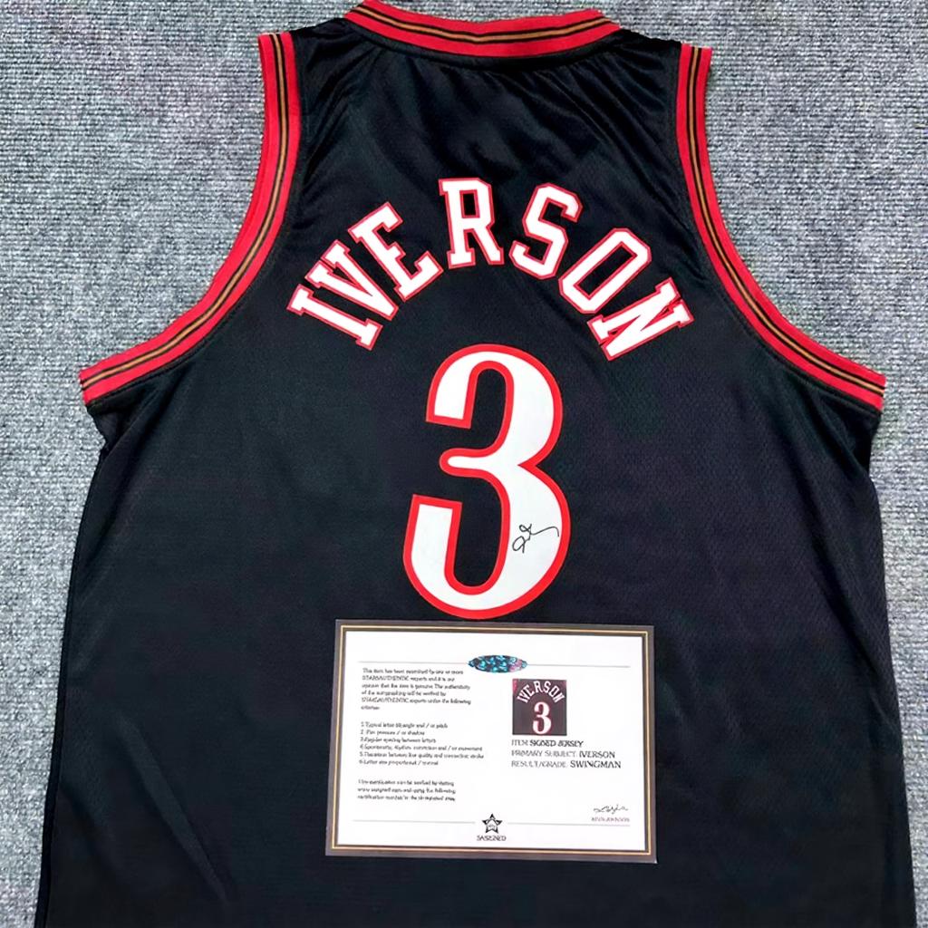 Allen Iverson SIGNED - Phil. 76ers'  00/01 Away Jersey/Shirt - PRINTED AUTOGRAPH