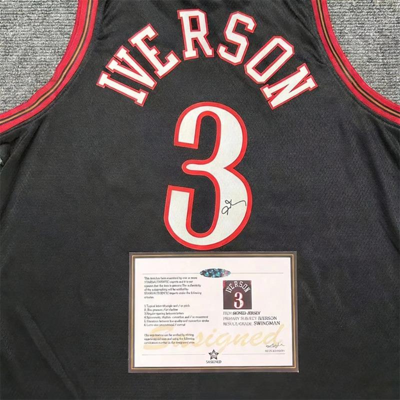 Allen Iverson SIGNED - Phil. 76ers'  00/01 Away Jersey/Shirt - PRINTED AUTOGRAPH