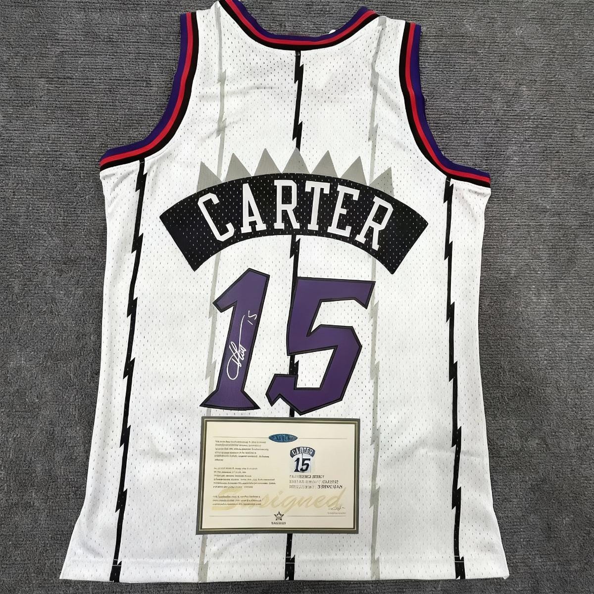 Vince Carter SIGNED - Toron. Raptors 98/99 Home Jersey/Shirt - PRINTED AUTOGRAPH