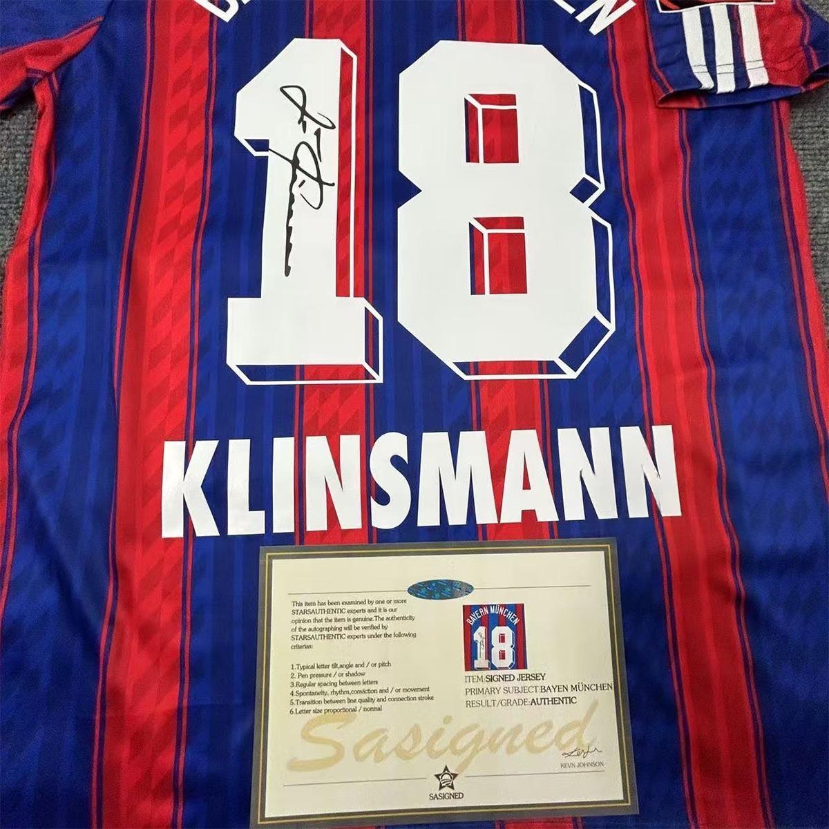 Jürgen Klinsmann SIGNED - Bayern Munich 95/97 Home Jersey/Shirt - PRINTED AUTOGRAPH