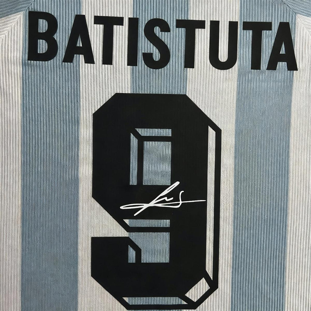 Gabriel Batistuta SIGNED - Argentina 1998 Home Jersey/Shirt - PRINTED AUTOGRAPH