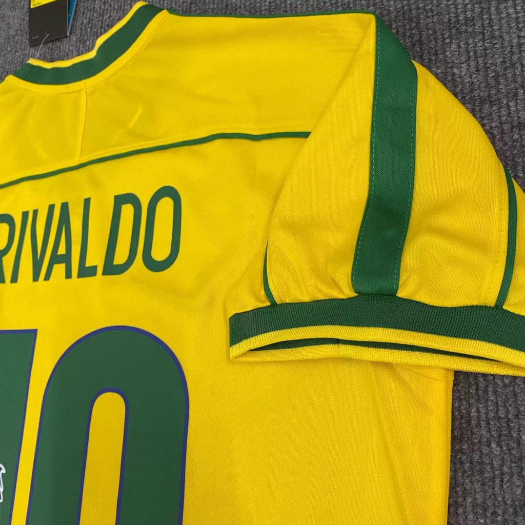 Rivaldo SIGNED - Brazil 1998 Home Jersey/Shirt - PRINTED AUTOGRAPH