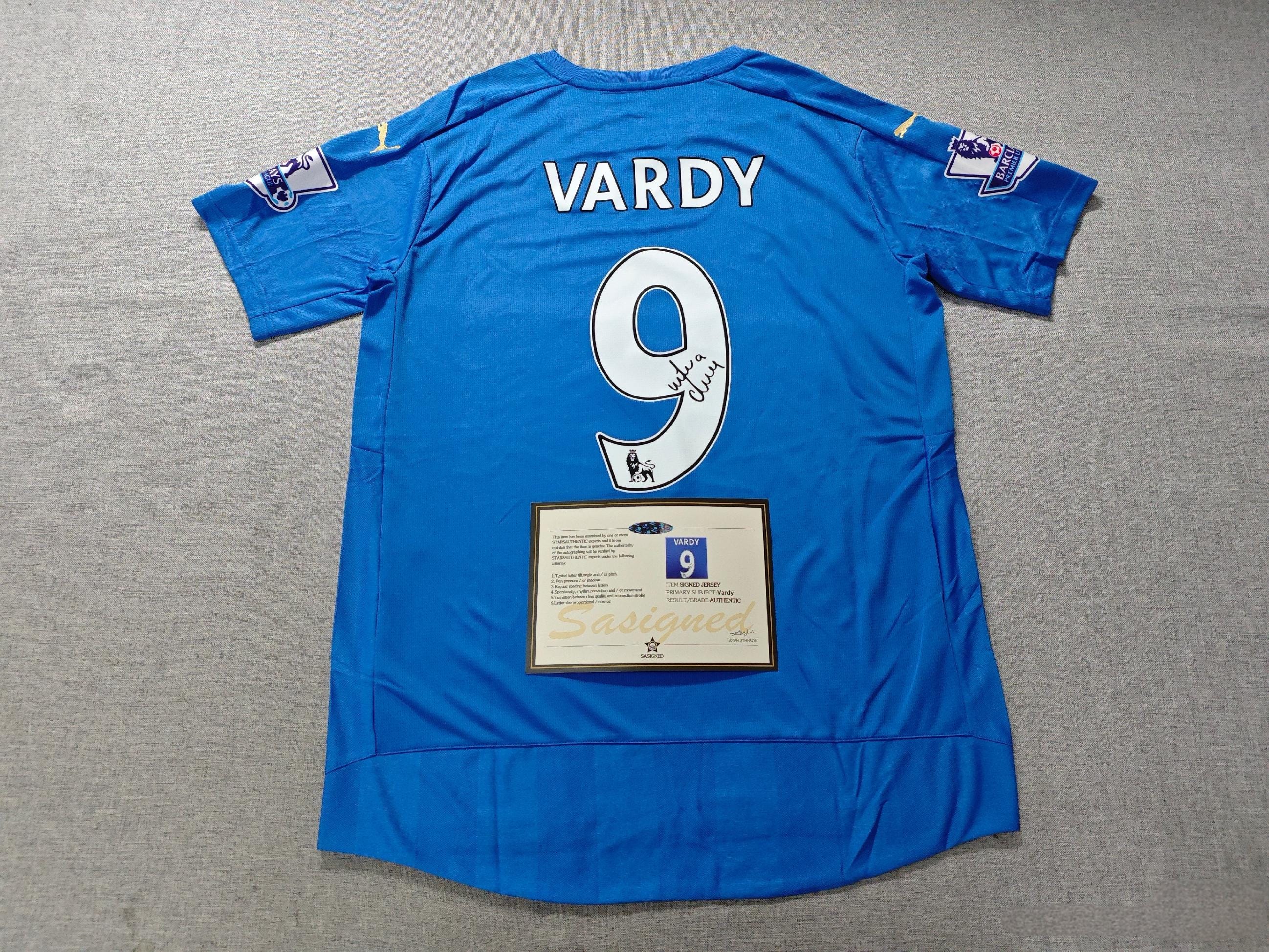 Jamie Vardy SIGNED - Leicester City 15/16 Home Jersey/Shirt - PRINTED AUTOGRAPH