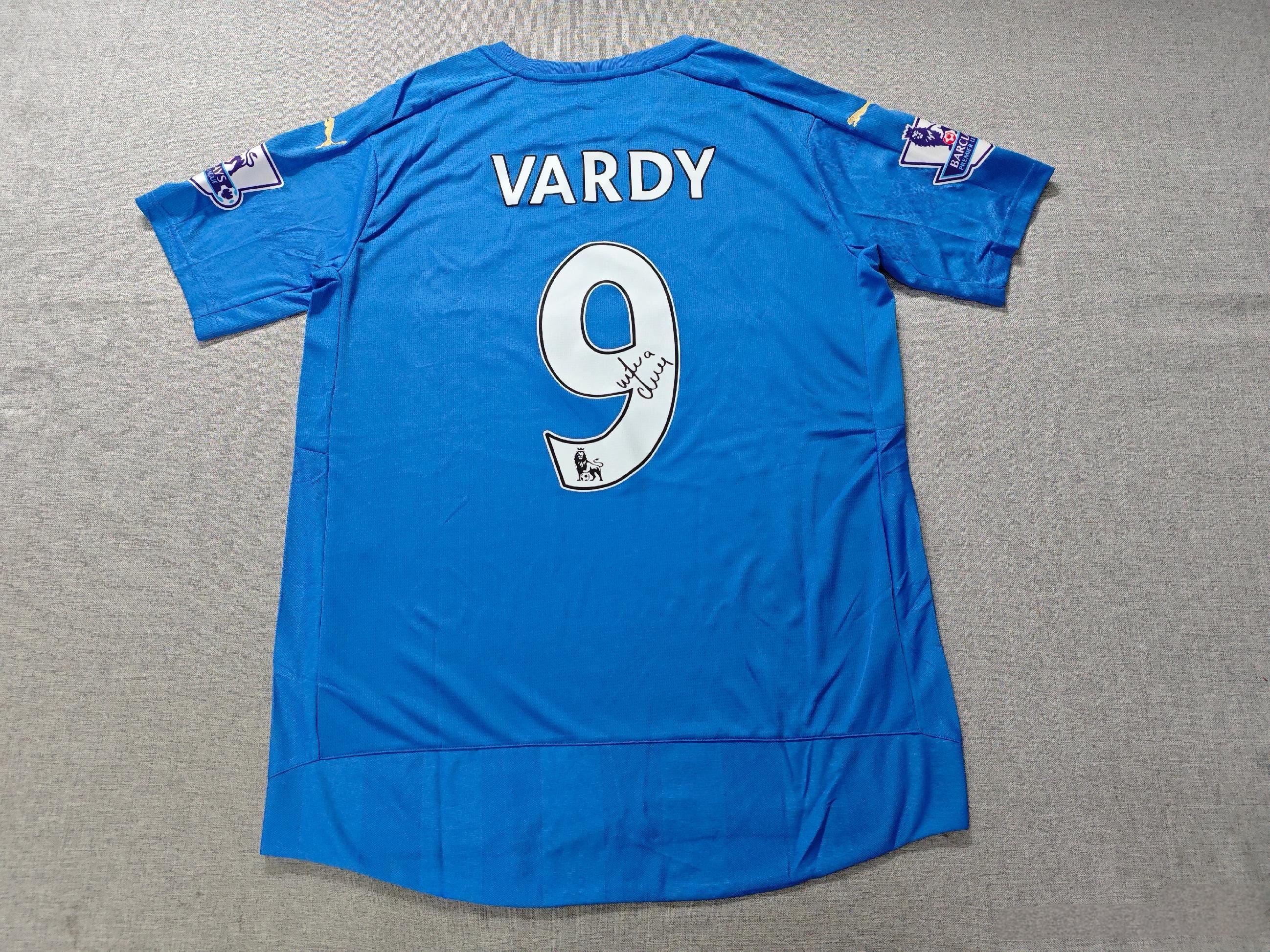 Jamie Vardy SIGNED - Leicester City 15/16 Home Jersey/Shirt - PRINTED AUTOGRAPH
