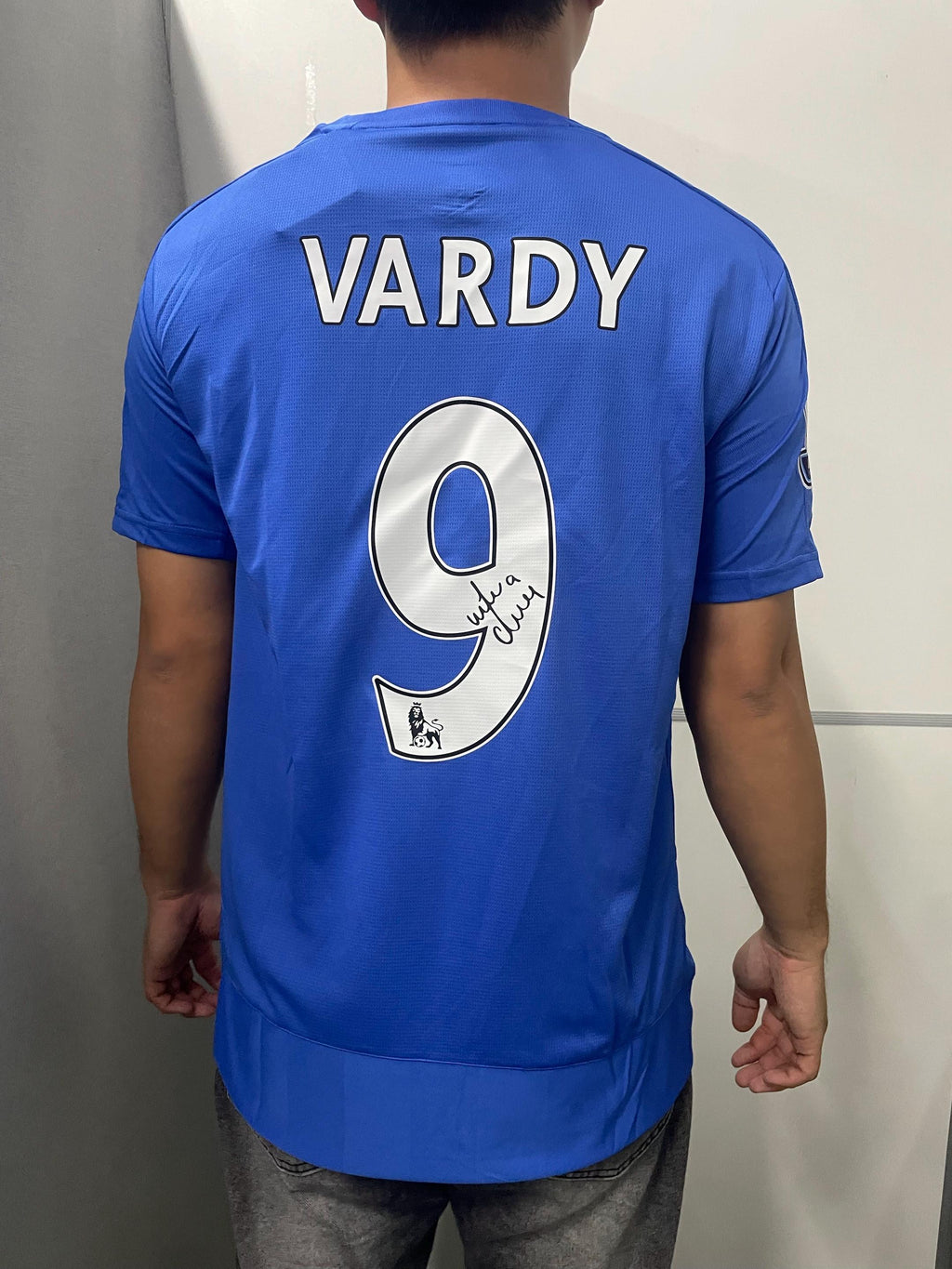 Jamie Vardy SIGNED - Leicester City 15/16 Home Jersey/Shirt - PRINTED AUTOGRAPH