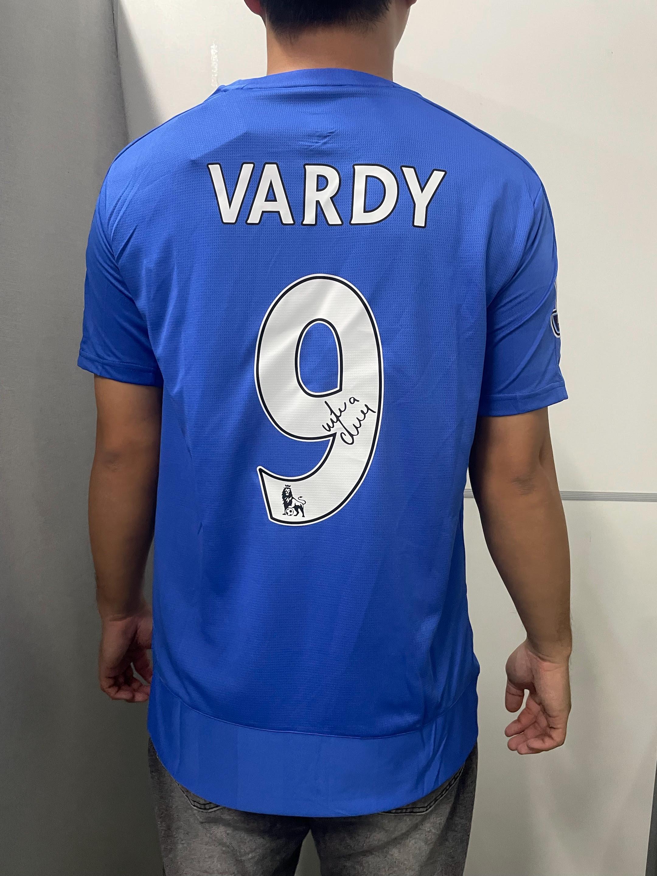Jamie Vardy SIGNED - Leicester City 15/16 Home Jersey/Shirt - PRINTED AUTOGRAPH