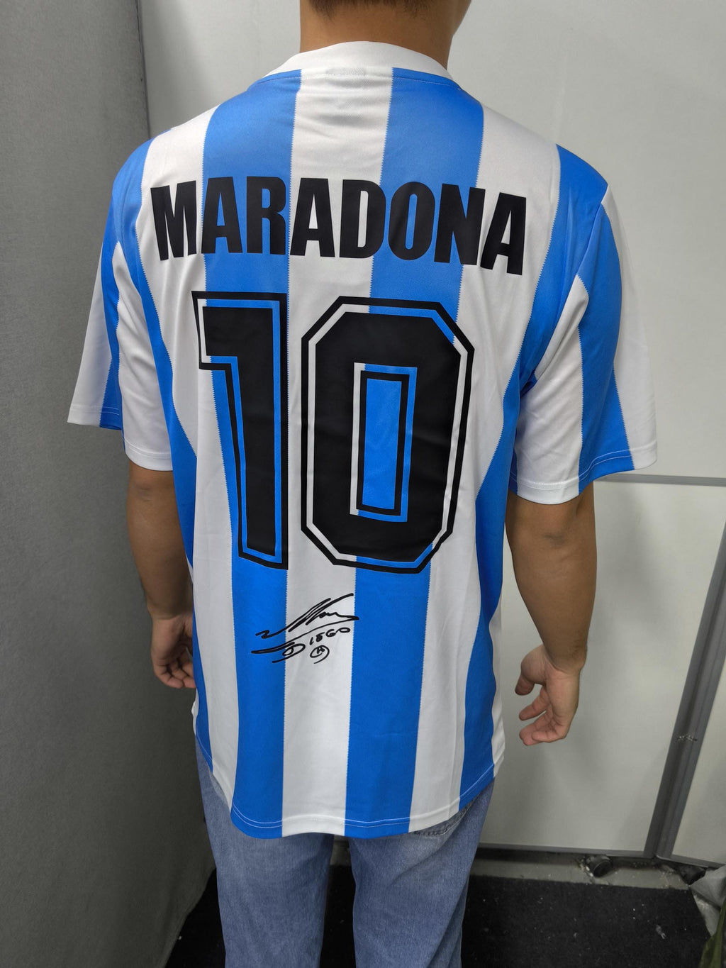 Diego Maradona SIGNED - Argentina 1986 Home Jersey/Shirt - PRINTED AUTOGRAPH