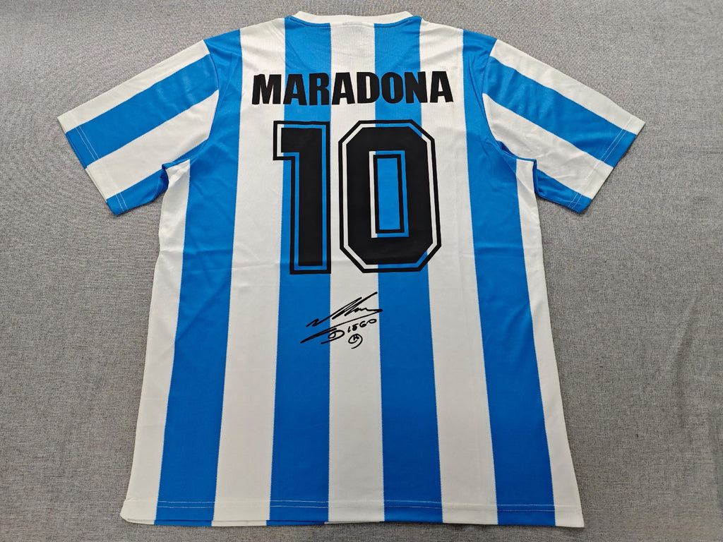 Diego Maradona SIGNED - Argentina 1986 Home Jersey/Shirt - PRINTED AUTOGRAPH