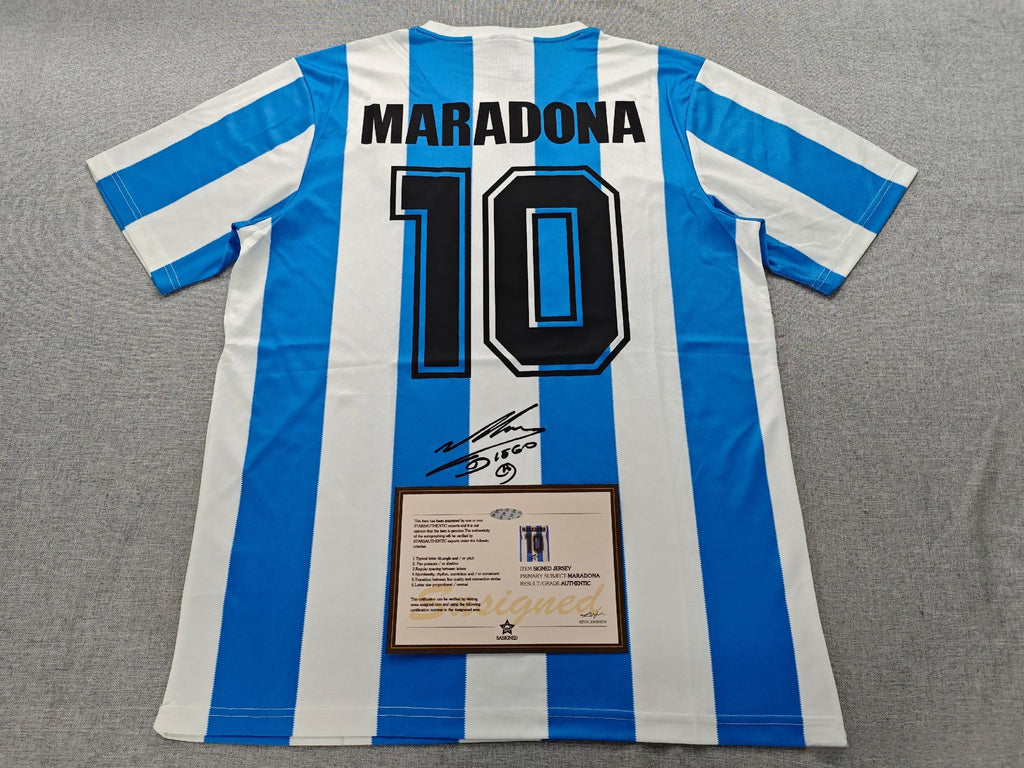 Diego Maradona SIGNED - Argentina 1986 Home Jersey/Shirt - PRINTED AUTOGRAPH