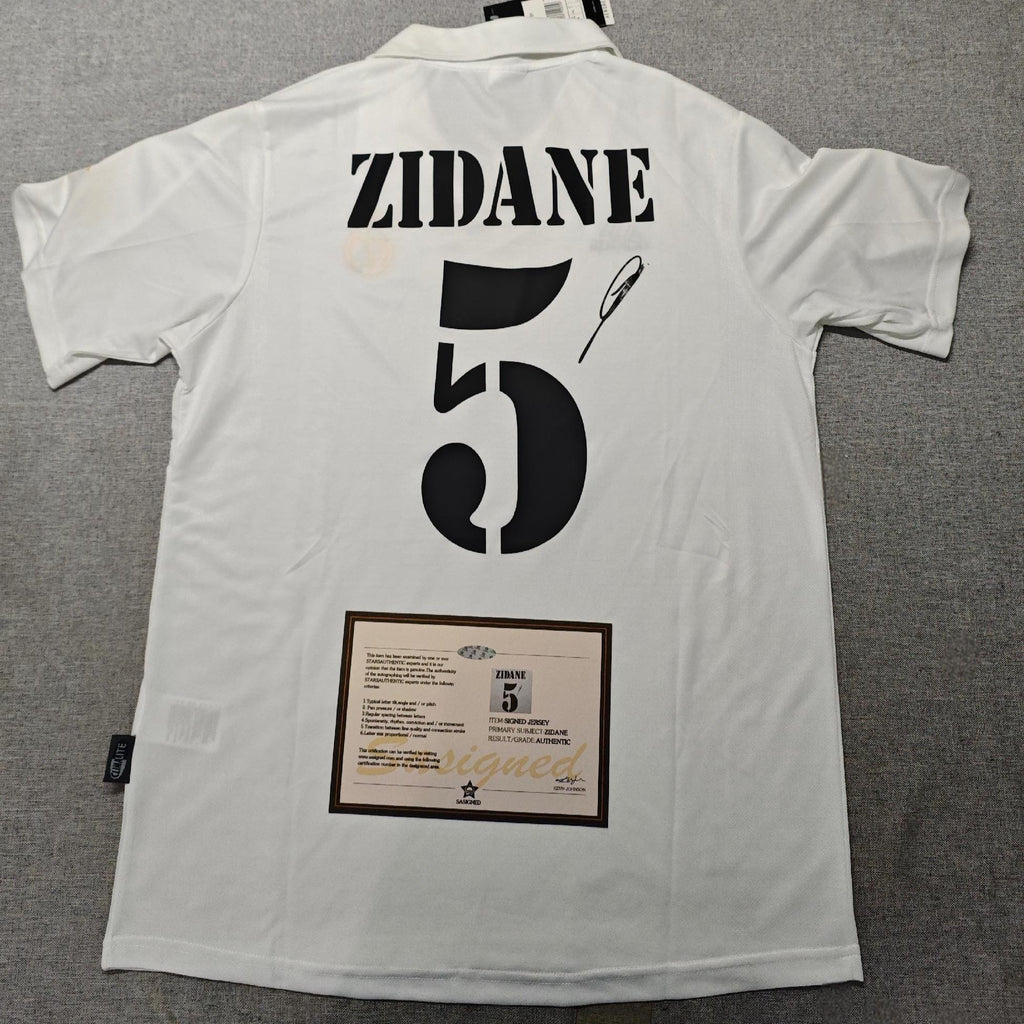 Zinedine Zidane SIGNED - Real Madrid 02/03 Home Jersey/Shirt - PRINTED AUTOGRAPH