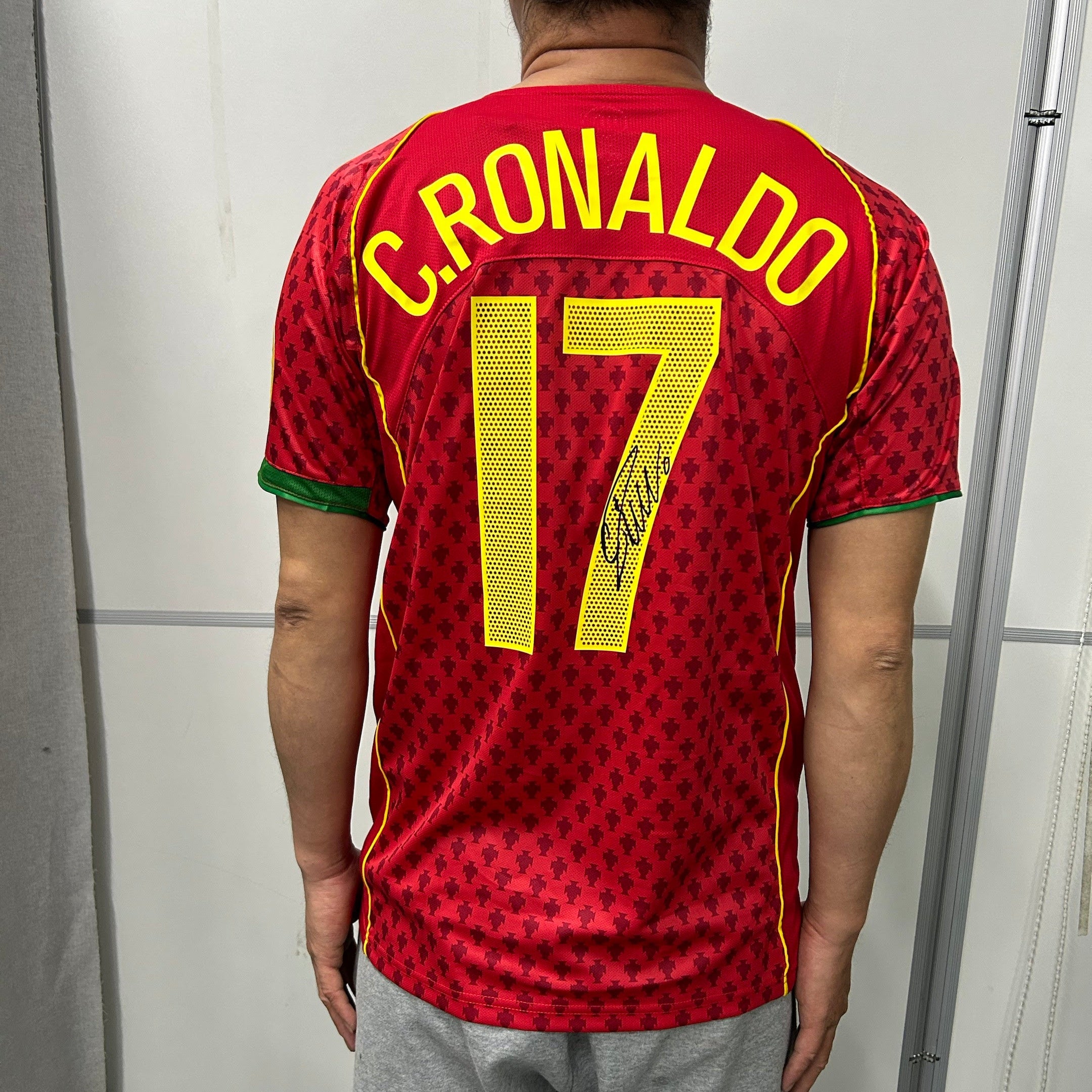 CRISTIANO RONALDO | PORTUGAL 2004 RETRO HOME DISPLAY JERSEY | PRINTED SIGNATURE